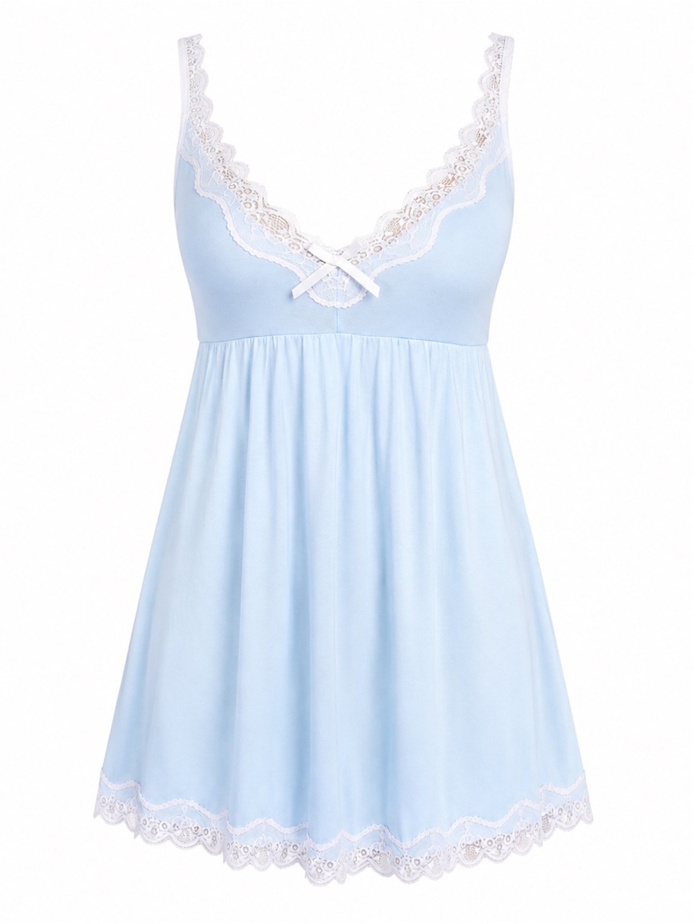 🩵🌙 Women’s Light Blue Lace Babydoll Nightgown Chemise Sleep Dress Lingerie S-3XL